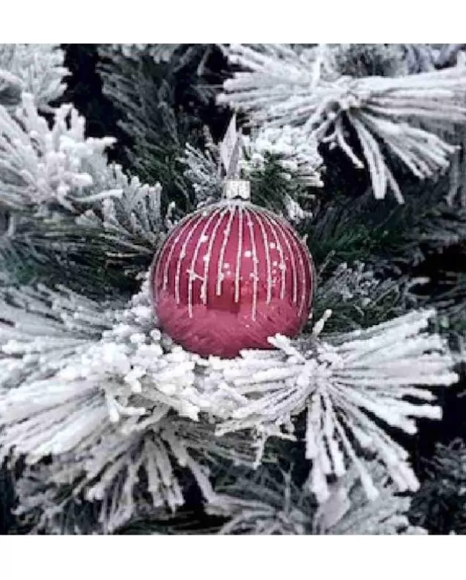 1Pz Pallina Sfera Di Vetro Decorata A Mano 80Mm Per Albero Di Natale>* Sale