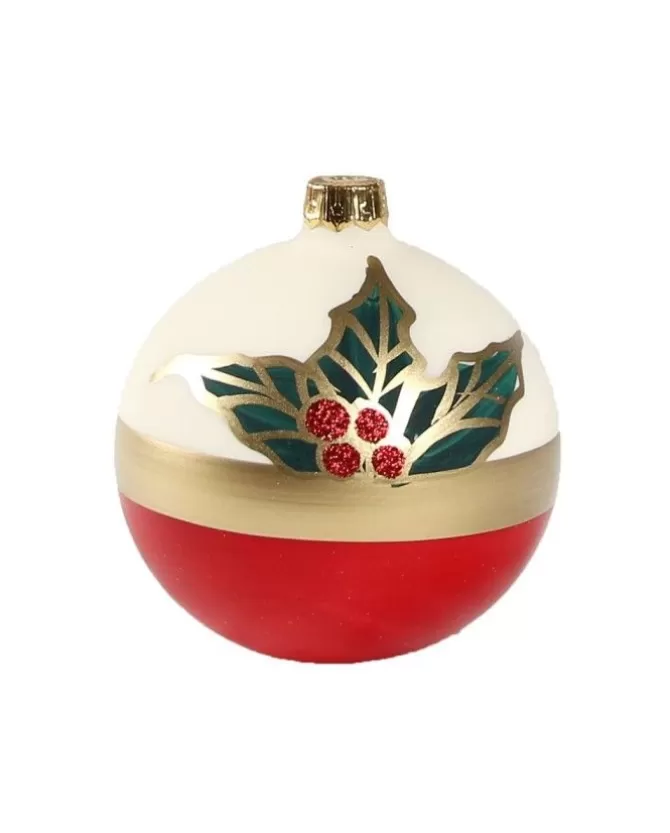 1Pz Pallina Sfera Di Vetro Decorata A Mano 80Mm Per Albero Di Natale>* Flash Sale