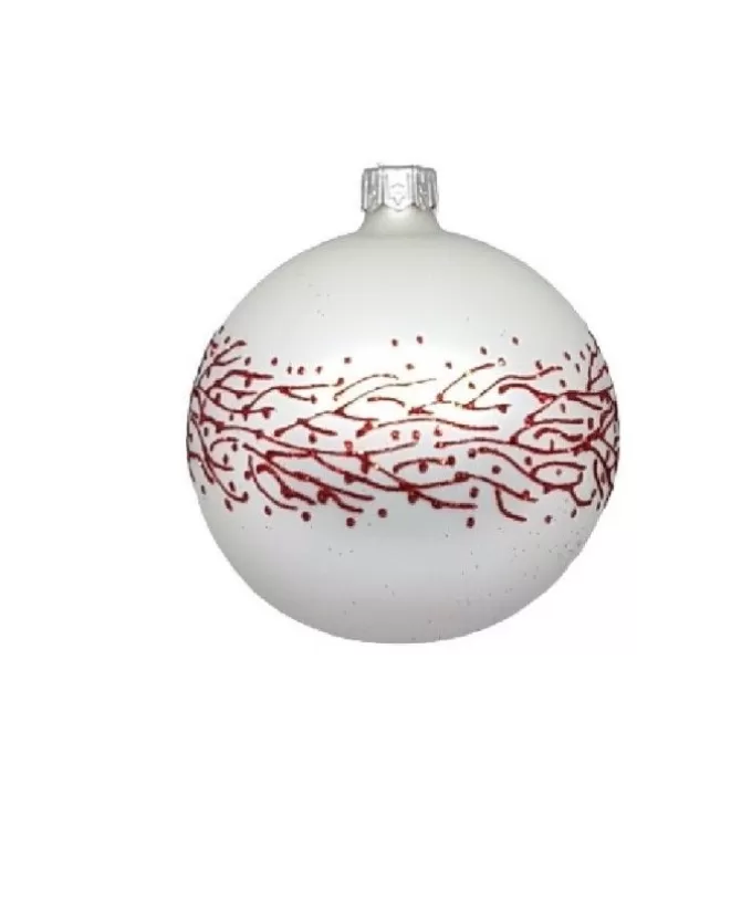 1Pz Pallina Sfera Di Vetro Decorata A Mano 80Mm Per Albero Di Natale Bianca>* Online