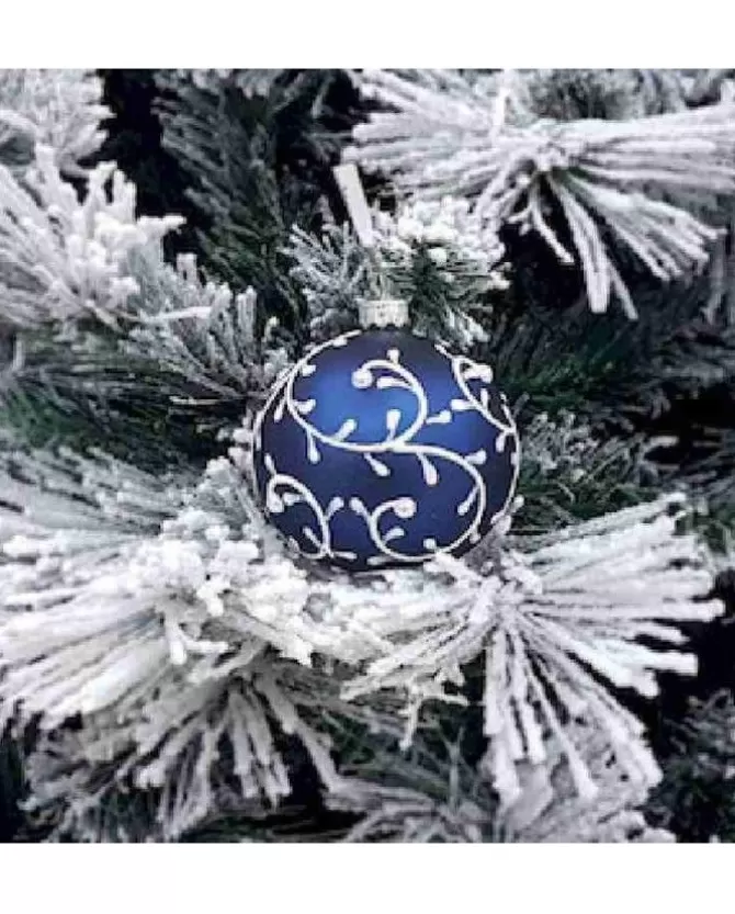 1Pz Pallina Sfera Di Vetro Decorata A Mano 80Mm Per Albero Di Natale Blu>* Discount