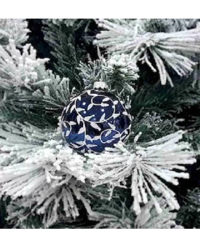 1Pz Pallina Sfera Di Vetro Decorata A Mano 80Mm Per Albero Di Natale Blu>* Best Sale