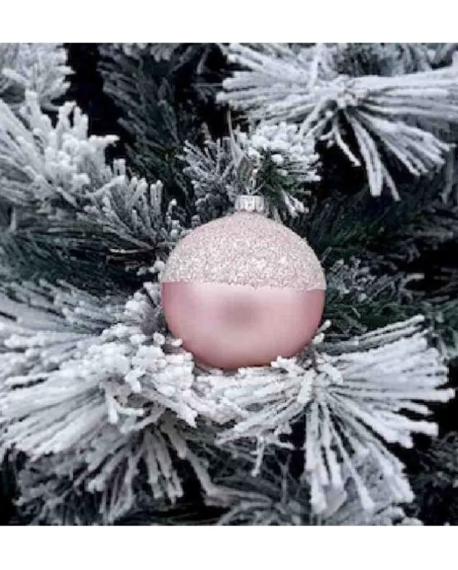 1Pz Pallina Sfera Di Vetro Decorata A Mano 80Mm Per Albero Di Natale Rosa>* Outlet