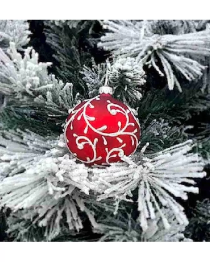 1Pz Pallina Sfera Di Vetro Decorata A Mano 80Mm Per Albero Di Natale Rossa>* Cheap