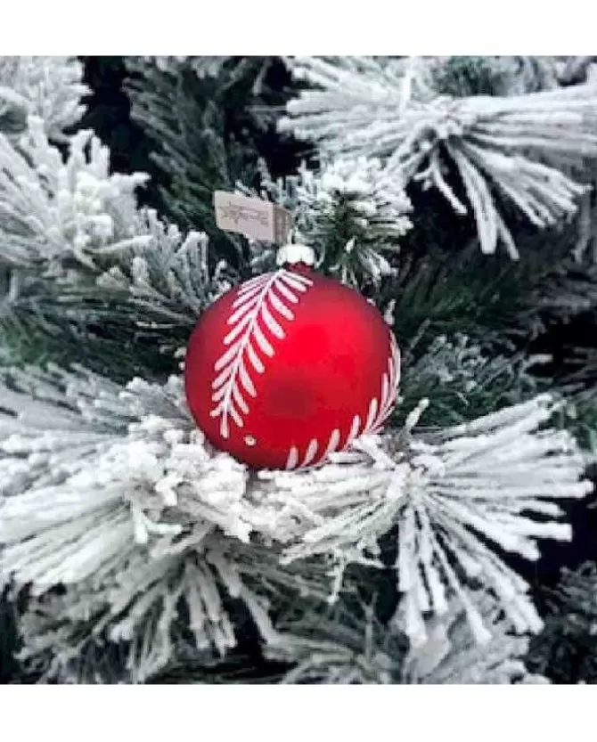 1Pz Pallina Sfera Di Vetro Decorata A Mano 80Mm Per Albero Di Natale Rosso>* Outlet