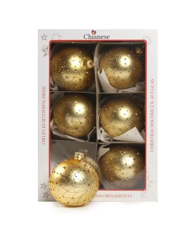 1Pz Pallina Sfera Di Vetro Decorata A Mano Oro 80Mm>KAEMING New