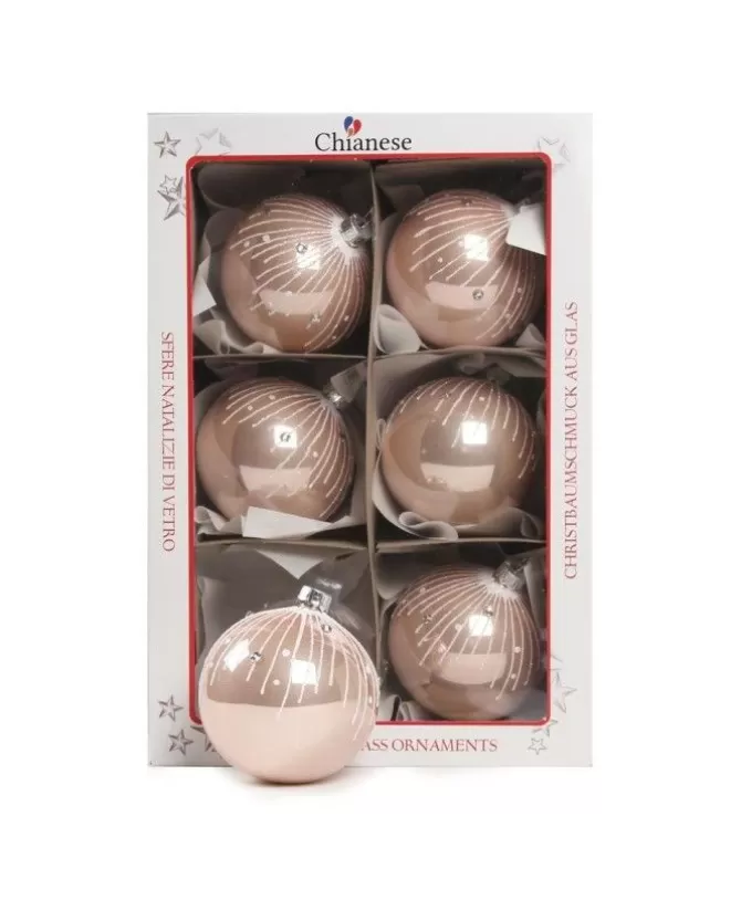 1Pz Pallina Sfera Di Vetro Decorata A Mano Rosa Lucido 80Mm>* Best