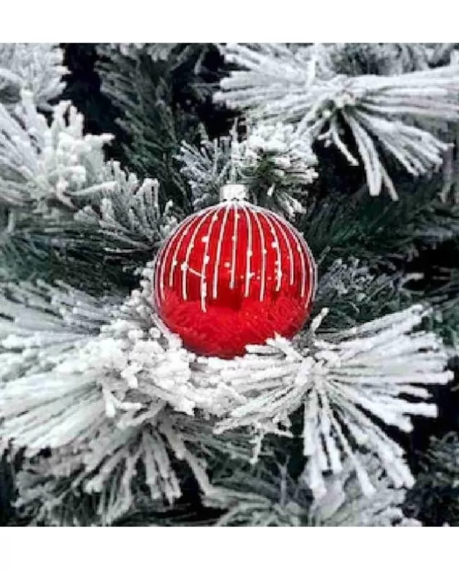 1Pz Pallina Sfera Di Vetro Decorata A Mano Rosso Lucido 80Mm>* Clearance
