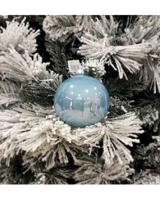 1Pz Pallina Sfera Di Vetro Liscia 100Mm Per Albero Di Natale Azzurro>* Outlet