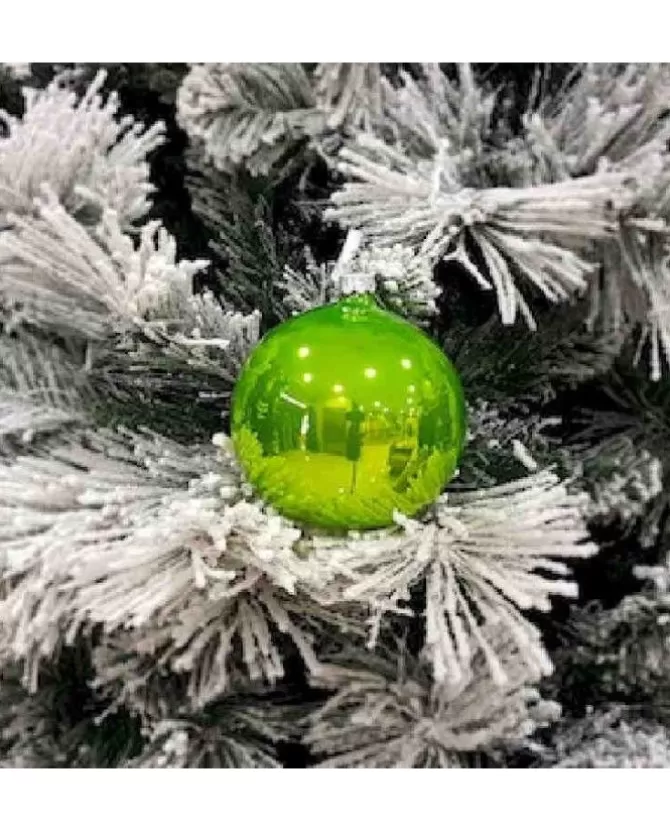 1Pz Pallina Sfera Di Vetro Liscia 100Mm Per Albero Di Natale Verde>* Clearance
