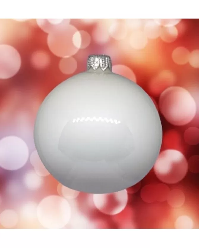 1Pz Pallina Sfera Di Vetro Liscia 120Mm Per Albero Di Natale Bianco>* Shop