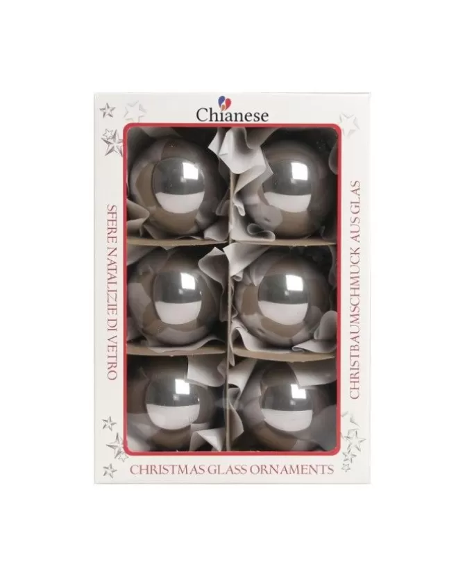 1Pz Pallina Sfera Di Vetro Liscia 60Mm Per Albero Di Natale Argento>* Best Sale