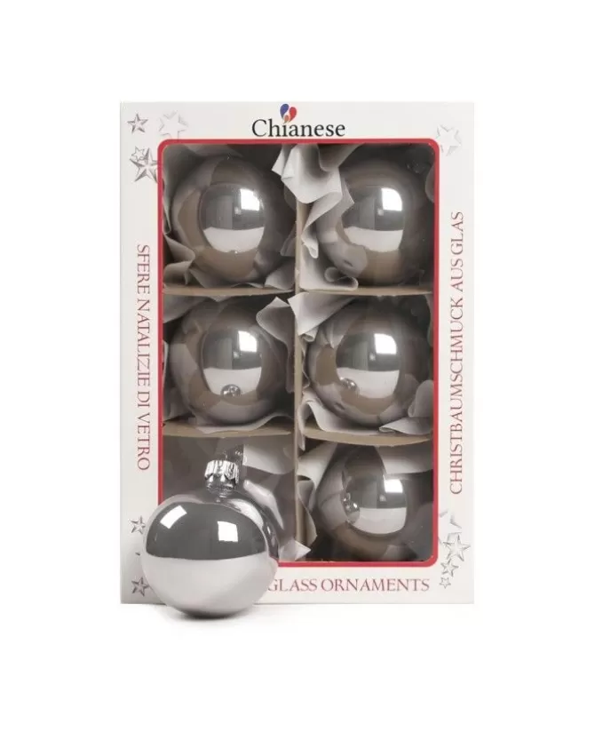 1Pz Pallina Sfera Di Vetro Liscia 60Mm Per Albero Di Natale Argento>* Best Sale