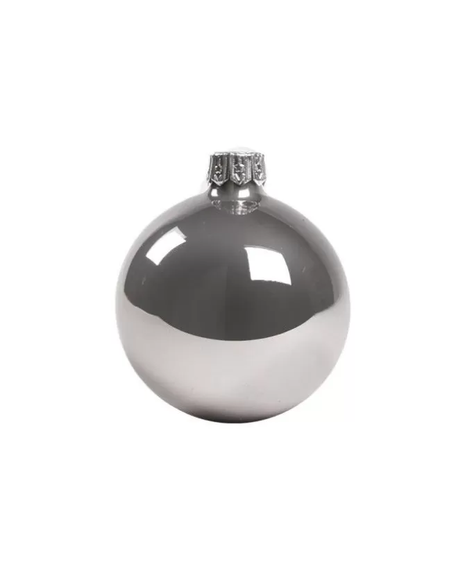 1Pz Pallina Sfera Di Vetro Liscia 60Mm Per Albero Di Natale Argento>* Best Sale