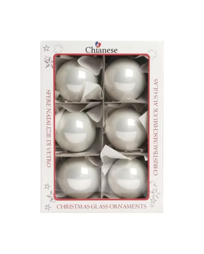 1Pz Pallina Sfera Di Vetro Liscia 60Mm Per Albero Di Natale Bianca>* Outlet