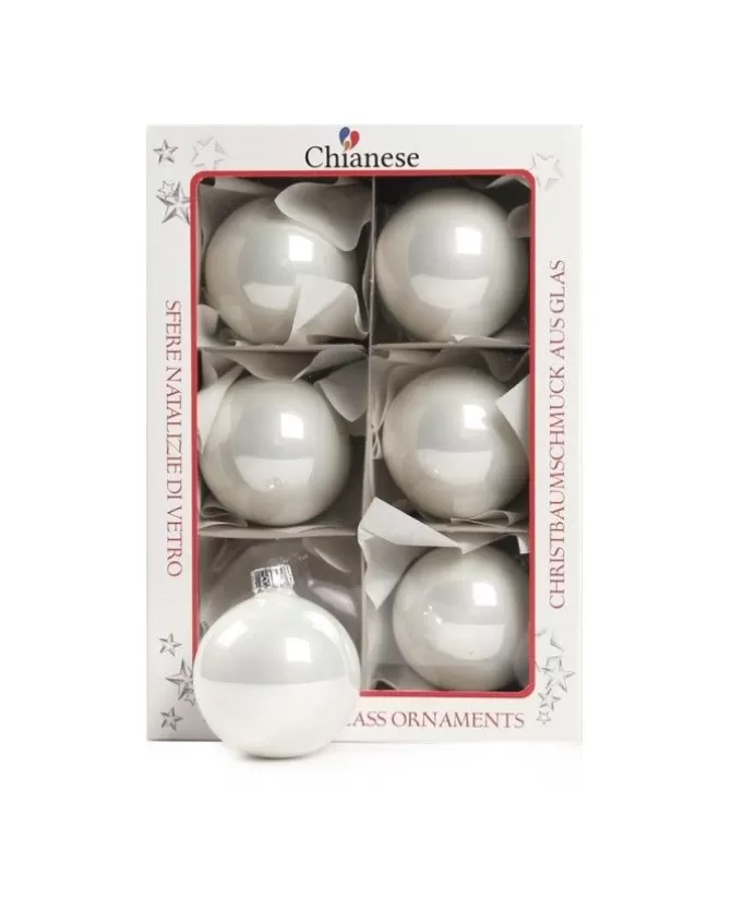 1Pz Pallina Sfera Di Vetro Liscia 60Mm Per Albero Di Natale Bianca>* Outlet