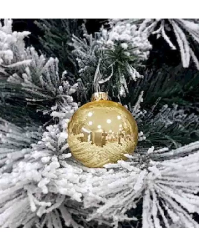 1Pz Pallina Sfera Di Vetro Liscia 60Mm Per Albero Di Natale Oro Smalto>* New