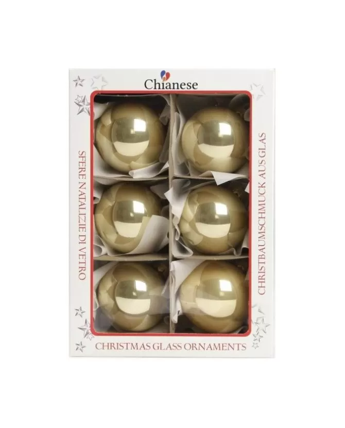 1Pz Pallina Sfera Di Vetro Liscia 60Mm Per Albero Di Natale Oro Smalto>* New