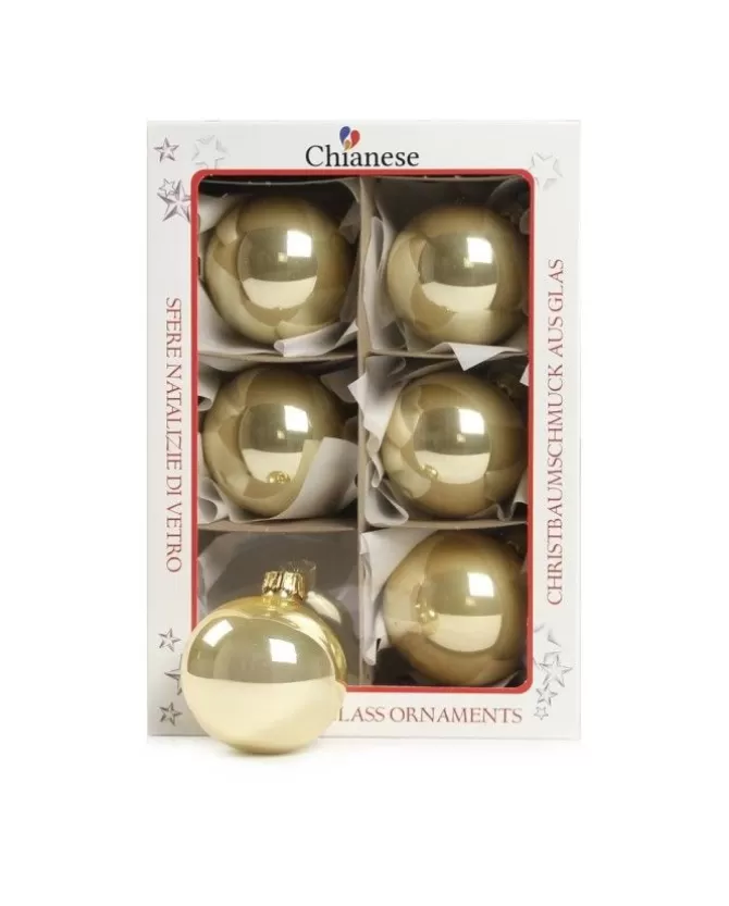 1Pz Pallina Sfera Di Vetro Liscia 60Mm Per Albero Di Natale Oro Smalto>* New