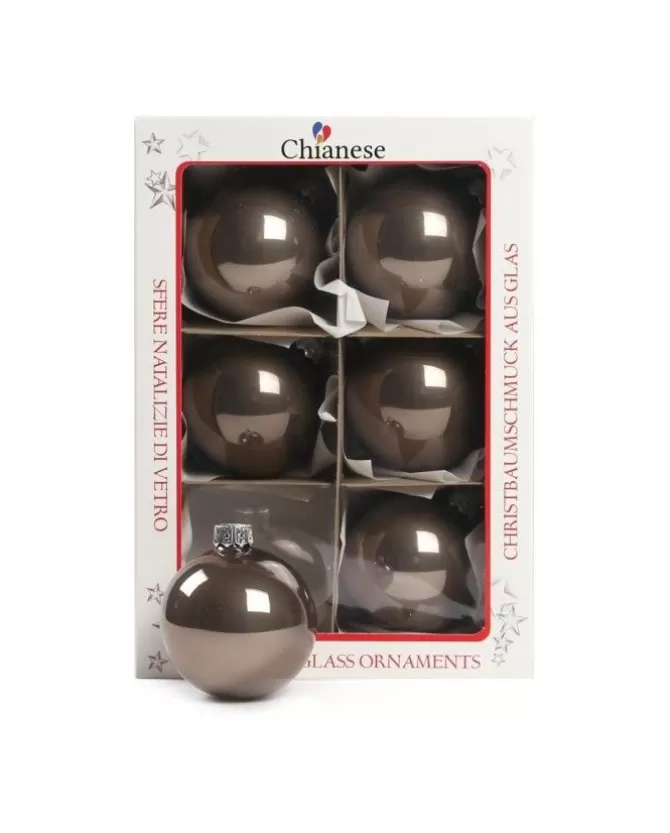 1Pz Pallina Sfera Di Vetro Liscia 60Mm Per Albero Di Natale Tortora>* Cheap