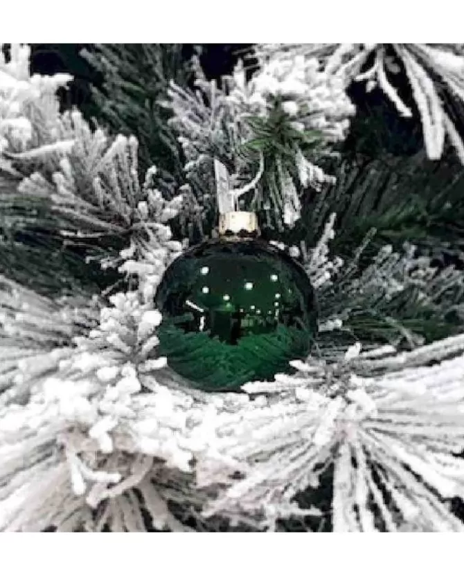 1Pz Pallina Sfera Di Vetro Liscia 60Mm Per Albero Di Natale Verde>* Cheap