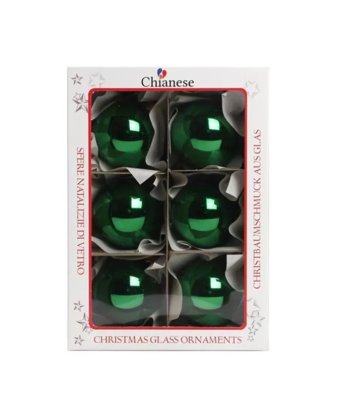 1Pz Pallina Sfera Di Vetro Liscia 60Mm Per Albero Di Natale Verde>* Cheap