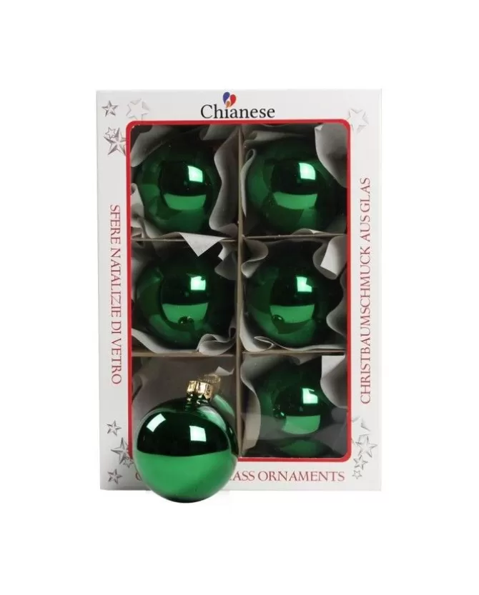 1Pz Pallina Sfera Di Vetro Liscia 60Mm Per Albero Di Natale Verde>* Cheap