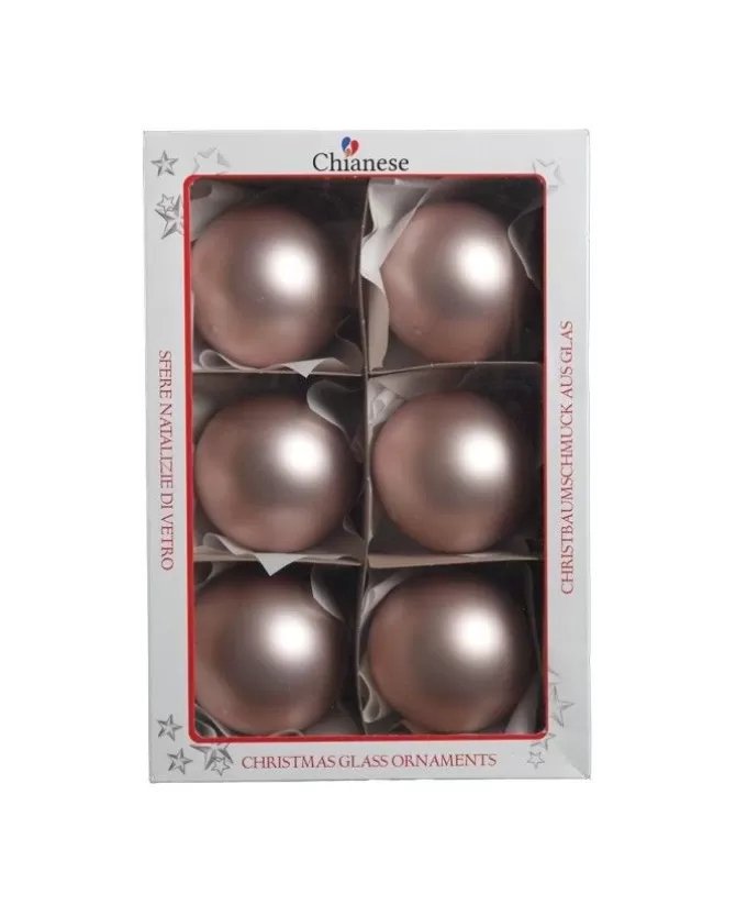 1Pz Pallina Sfera Di Vetro Liscia 80Mm Per Albero Di Natale Rosa>* New