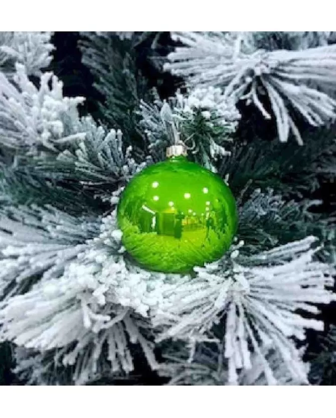 1Pz Pallina Sfera Di Vetro Liscia 80Mm Per Albero Di Natale Verde>* Shop