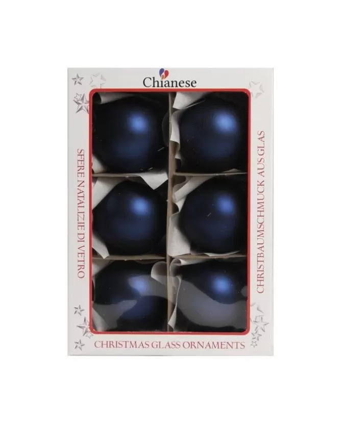 1Pz Pallina Sfera Di Vetro Liscia Blu Opaco 60Mm Per Albero Di Natale>* Store