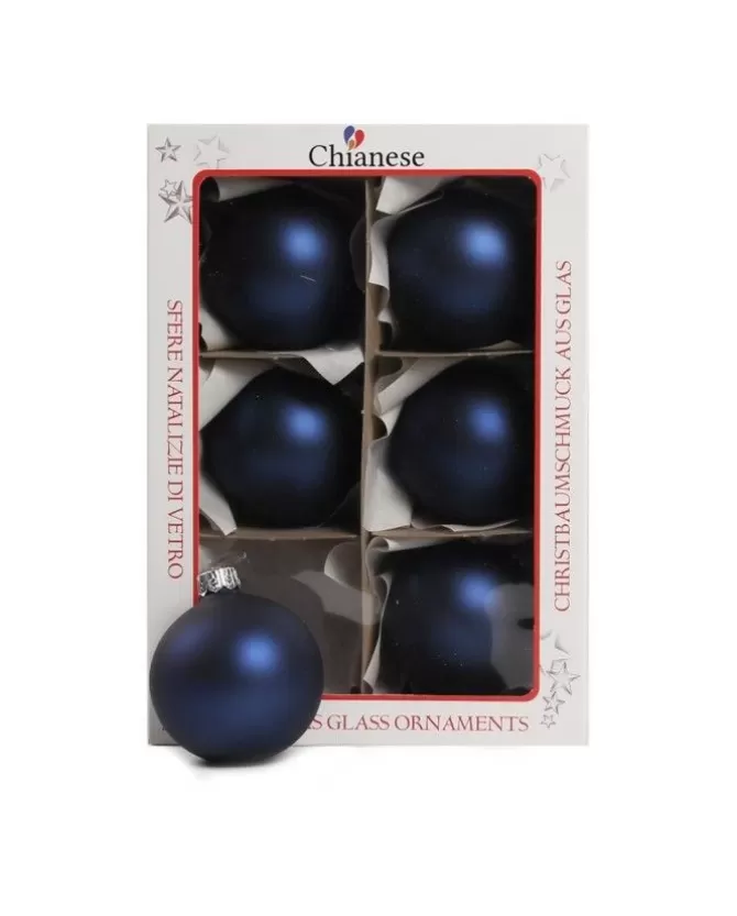 1Pz Pallina Sfera Di Vetro Liscia Blu Opaco 60Mm Per Albero Di Natale>* Store