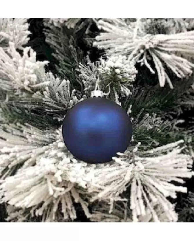 1Pz Pallina Sfera Di Vetro Liscia Blu Opaco 80Mm Per Albero Di Natale>* Best