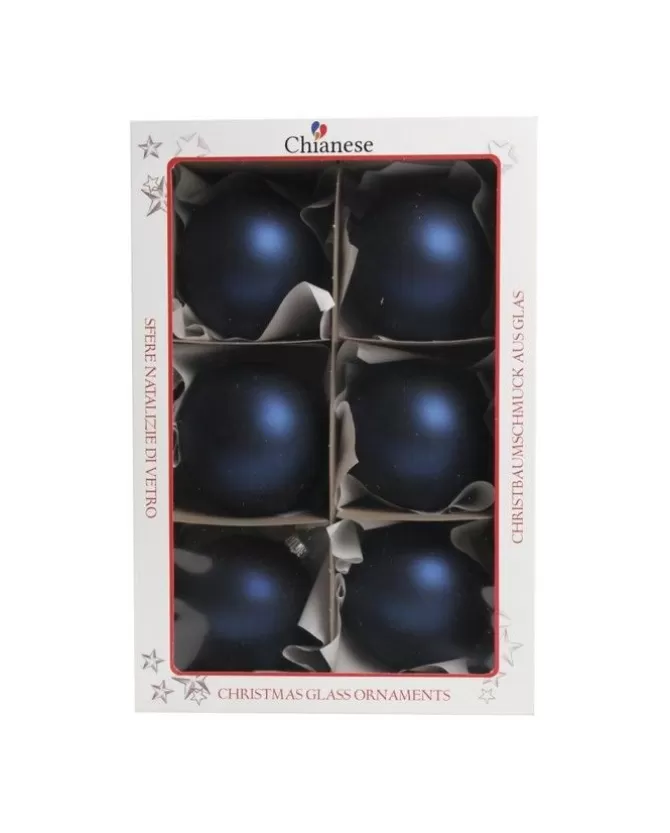 1Pz Pallina Sfera Di Vetro Liscia Blu Opaco 80Mm Per Albero Di Natale>* Best