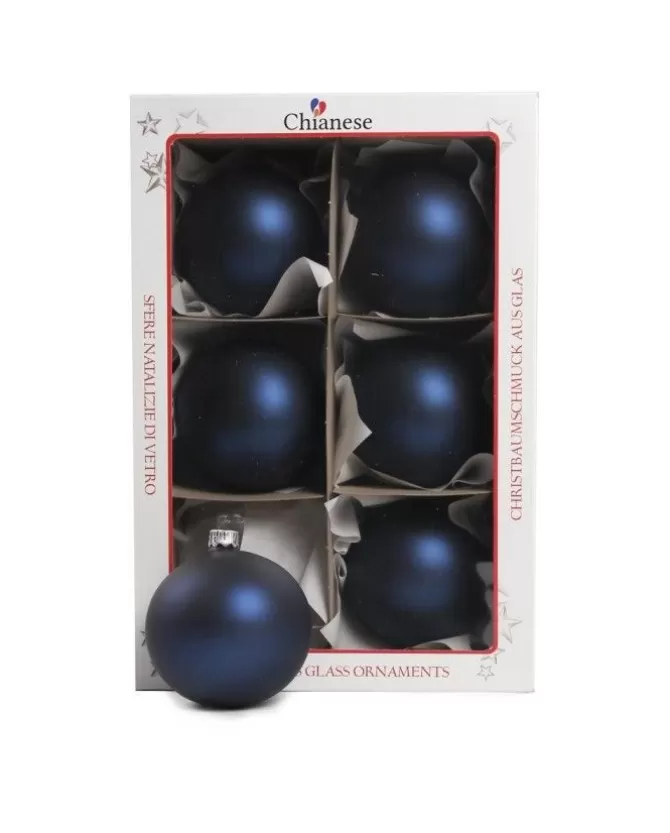 1Pz Pallina Sfera Di Vetro Liscia Blu Opaco 80Mm Per Albero Di Natale>* Best