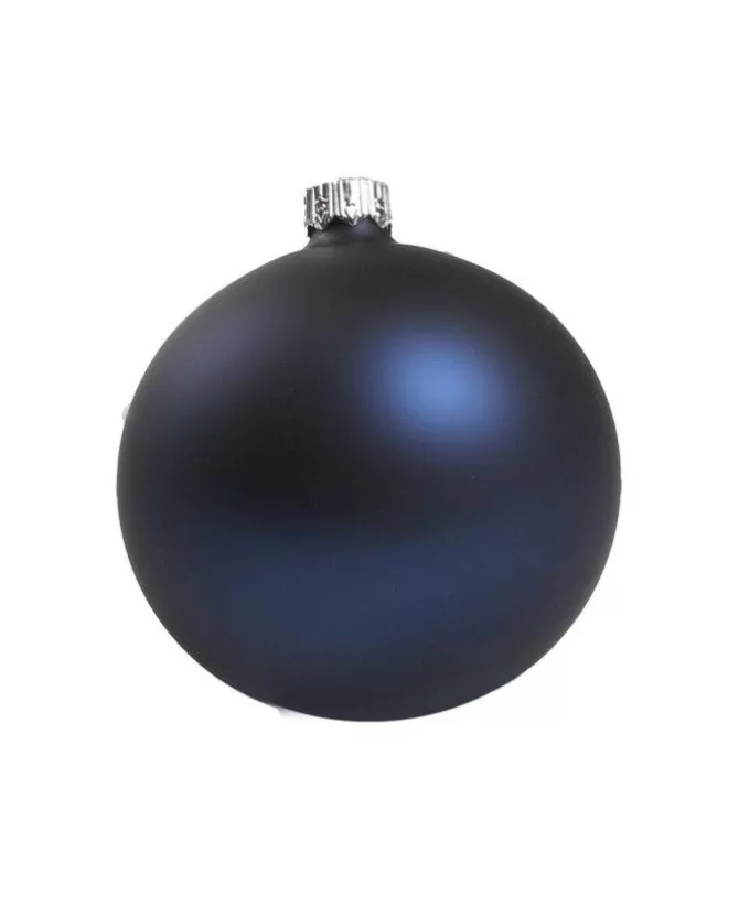 1Pz Pallina Sfera Di Vetro Liscia Blu Opaco 80Mm Per Albero Di Natale>* Best