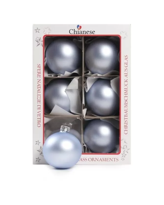 1Pz Pallina Sfera Di Vetro Liscia Celeste Opaco 60Mm Per Albero Di Natale>* New