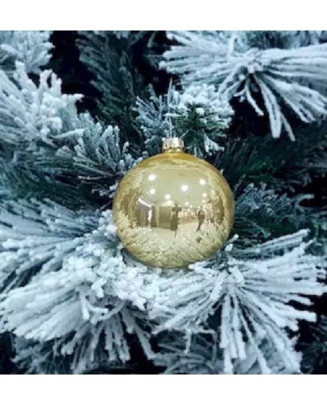 1Pz Pallina Sfera Di Vetro Liscia Oro Lucido 80Mm Per Albero Di Natale>* Clearance