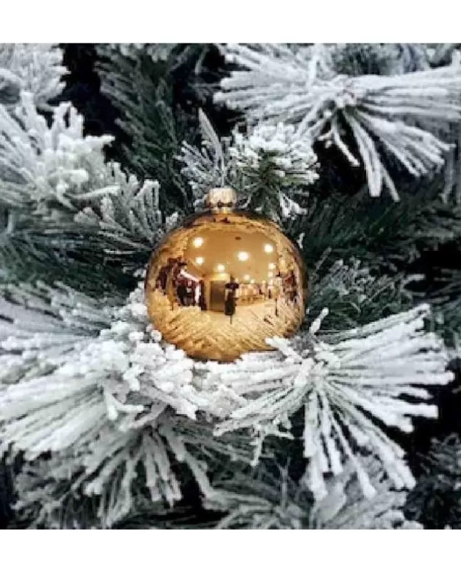 1Pz Pallina Sfera Di Vetro Liscia Rame Lucido 80Mm Per Albero Di Natale>* Sale