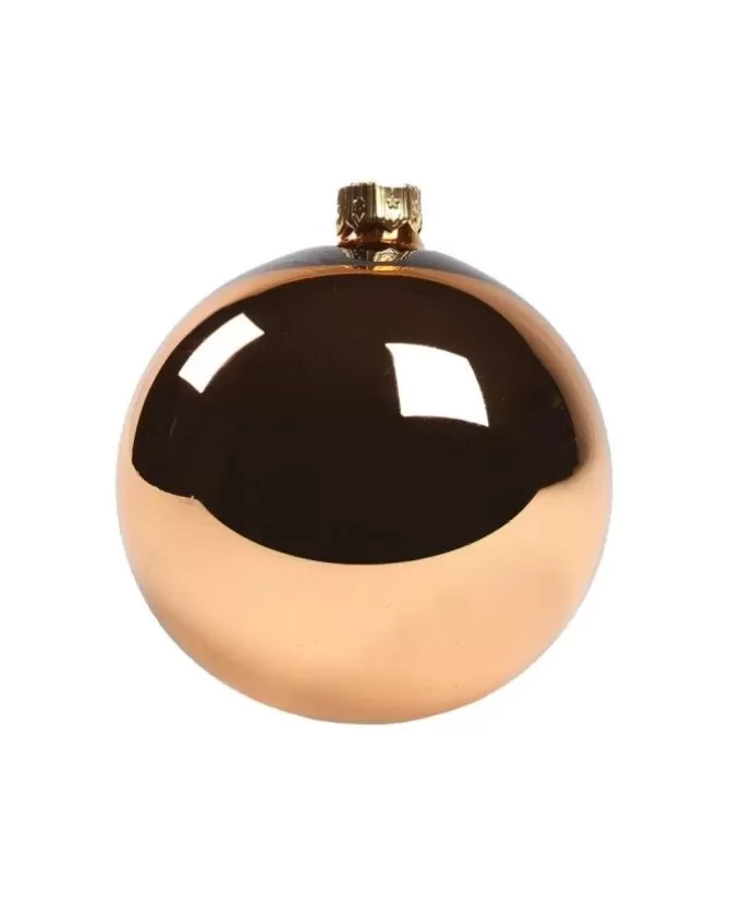 1Pz Pallina Sfera Di Vetro Liscia Rame Lucido 80Mm Per Albero Di Natale>* Sale