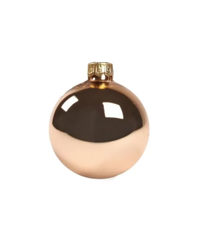 1Pz Pallina Sfera Di Vetro Rame Lucido 60Mm Per Albero Di Natale>* Sale