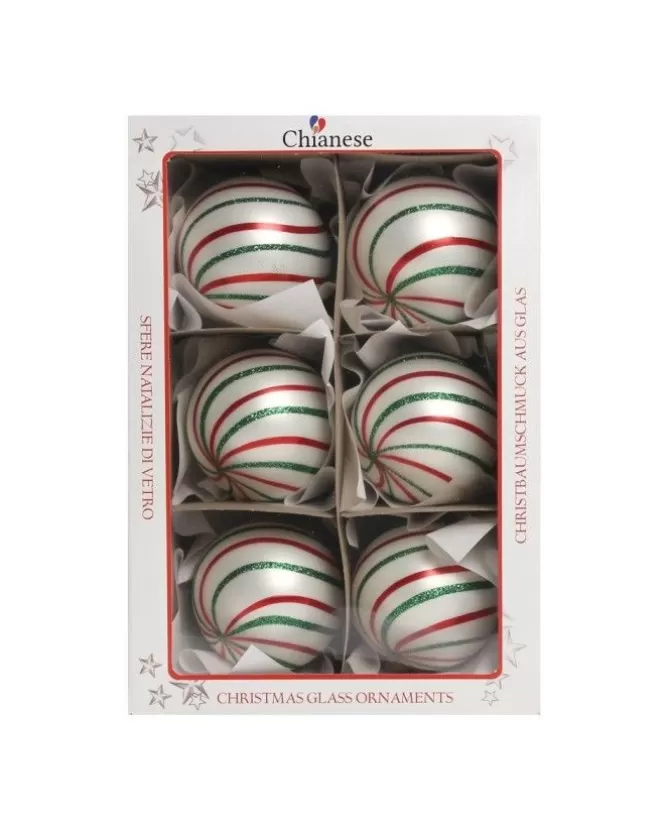 1Pz Pallinadi Vetro Decorata A Mano Bianco Opaco 80Mm>* Best Sale