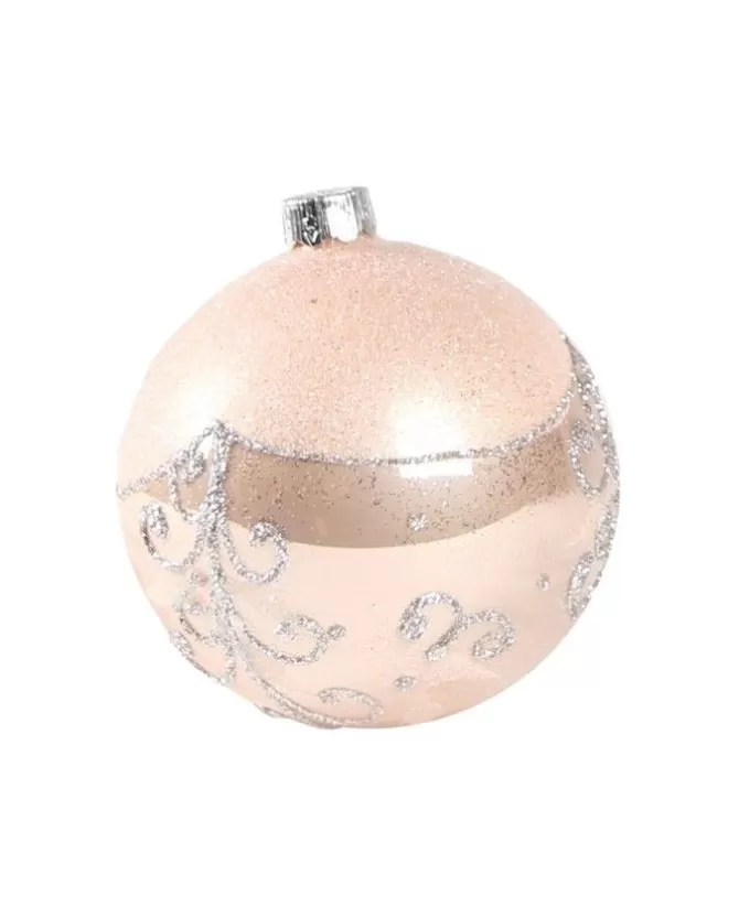 1Pz Pallinadi Vetro Decorata Con Fiori Rosa 80Mm>* Cheap