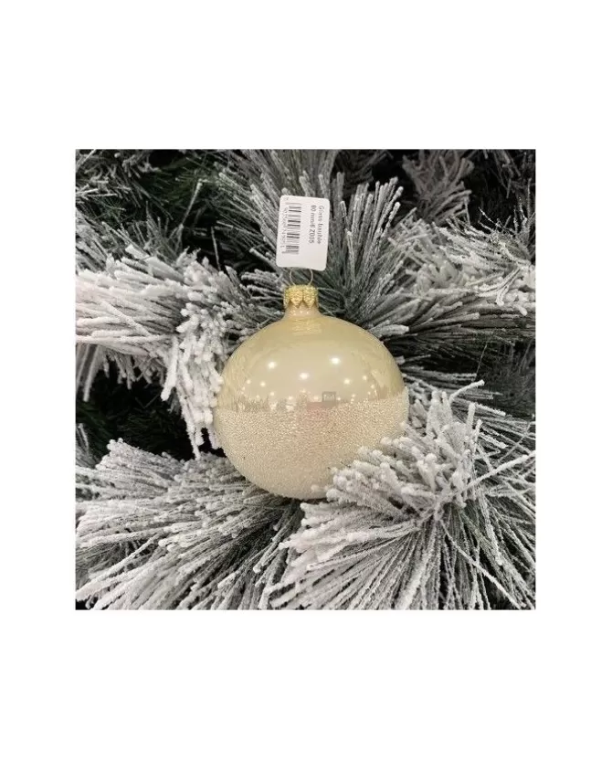 1Pz Sfera Di Vetro Decorata A Mano Champagne Lucido 80Mm>* New