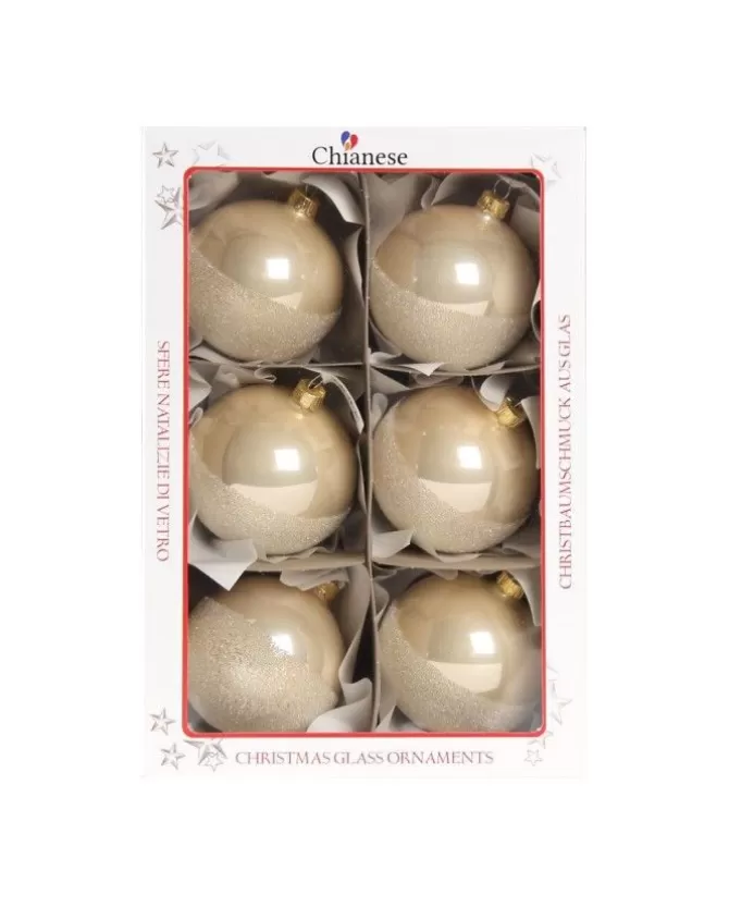 1Pz Sfera Di Vetro Decorata A Mano Champagne Lucido 80Mm>* New