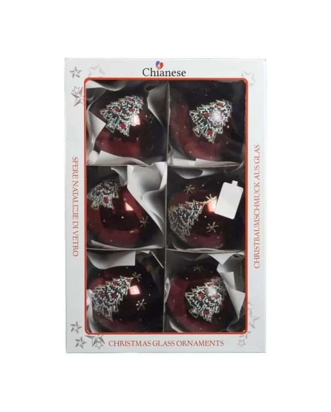 1Pz Sfera In Vetro Decorata A Mano Bourdeaux>* Sale