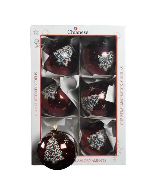1Pz Sfera In Vetro Decorata A Mano Bourdeaux>* Sale