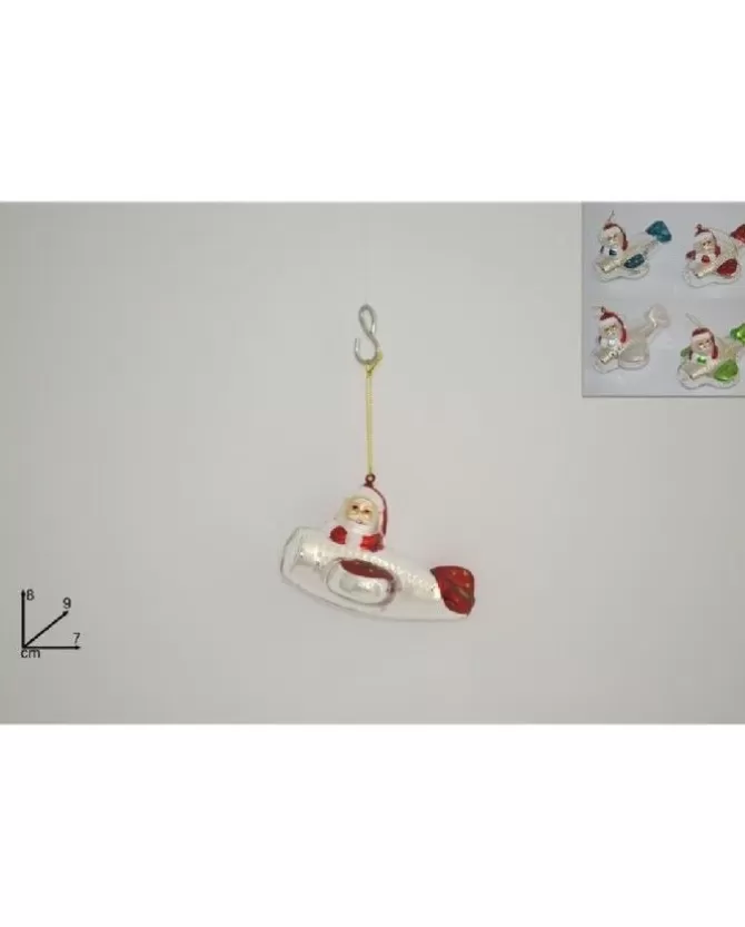 Addobbo Appendino Aereo Di Vetro Con Babbo Natale 8X9X7 Cm>DUE ESSE CHRISTMAS Cheap