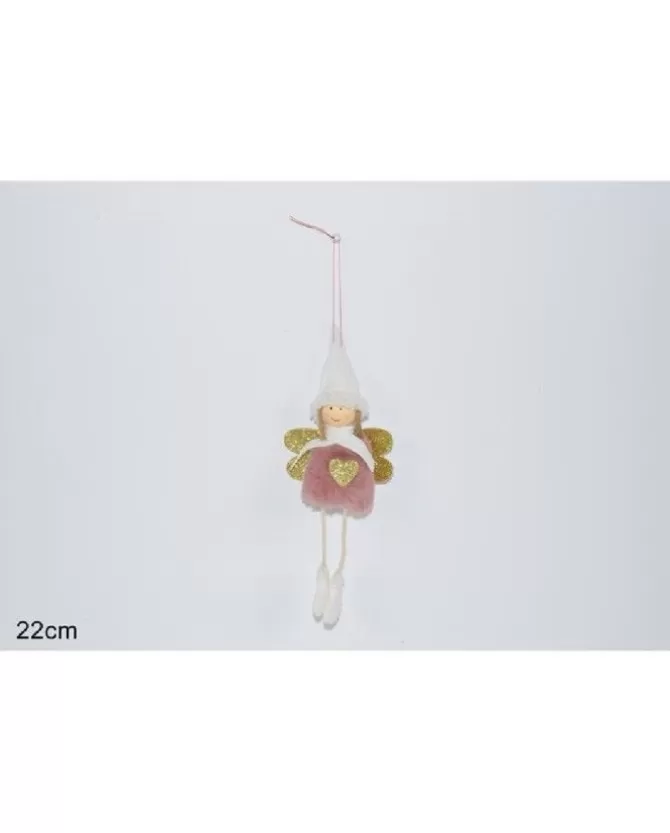 Addobbo Appendino Angelo Con Pelliccia E Sciarpa 22 Cm Per Albero Di Natale>DUE ESSE CHRISTMAS Hot