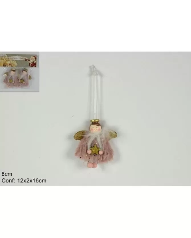 Addobbo Appendino Angelo Rosa 8 Cm Per Albero Di Natale>DUE ESSE CHRISTMAS Discount