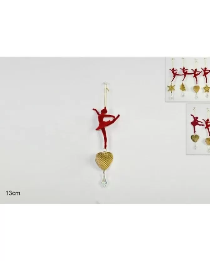 Addobbo Appendino Ballerina Di Velluto Rosso Con Pendenti 13 Cm>DUE ESSE CHRISTMAS Hot
