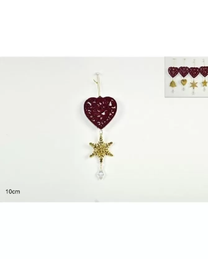 Addobbo Appendino Cuore Di Velluto Boredeaux Con Pendente 10 Cm>DUE ESSE CHRISTMAS Sale